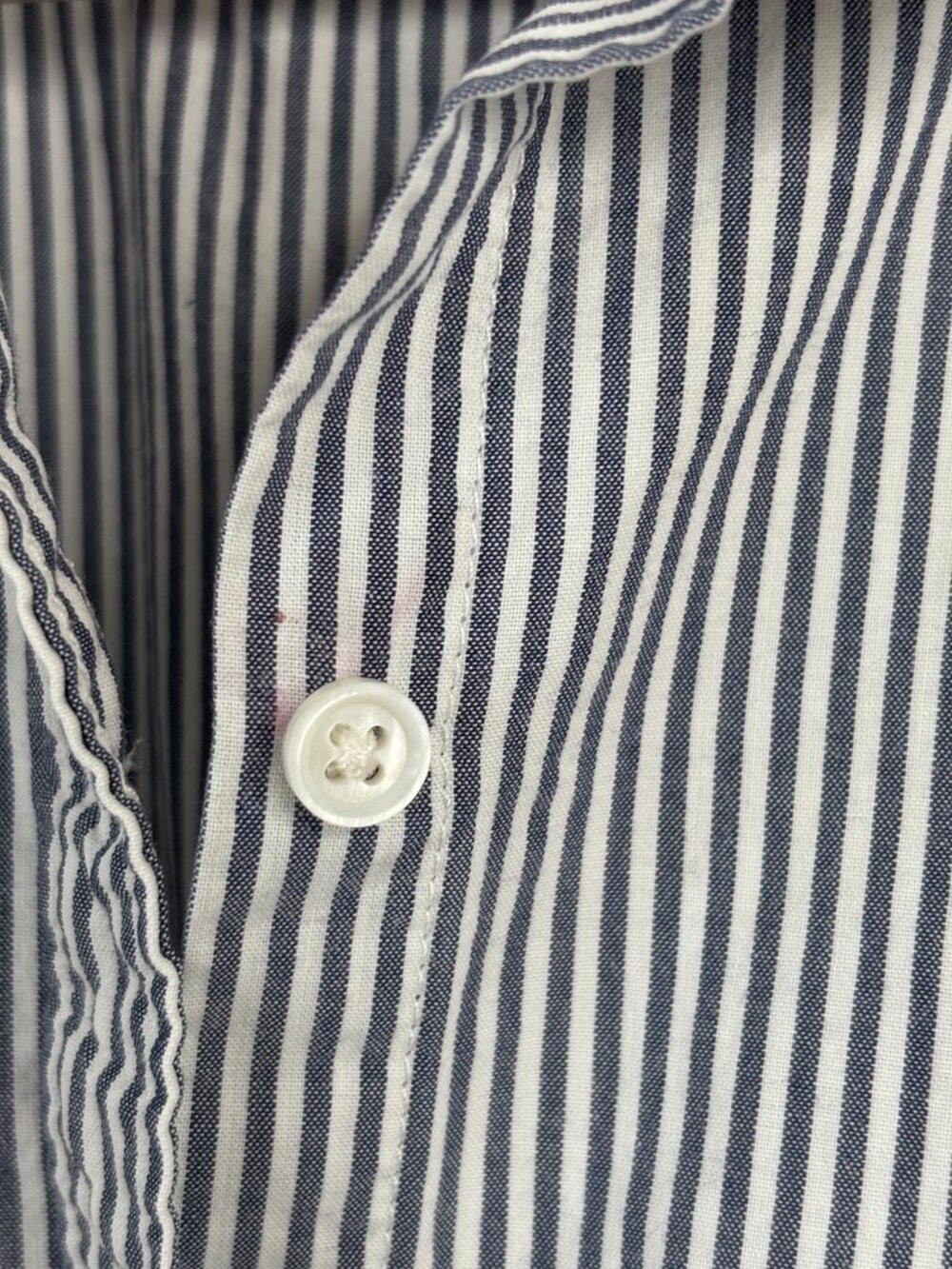 Outerknown 100% Organic Cotton Striped Button Down Shirt Women S Blue White Flaw - Picture 6 of 11